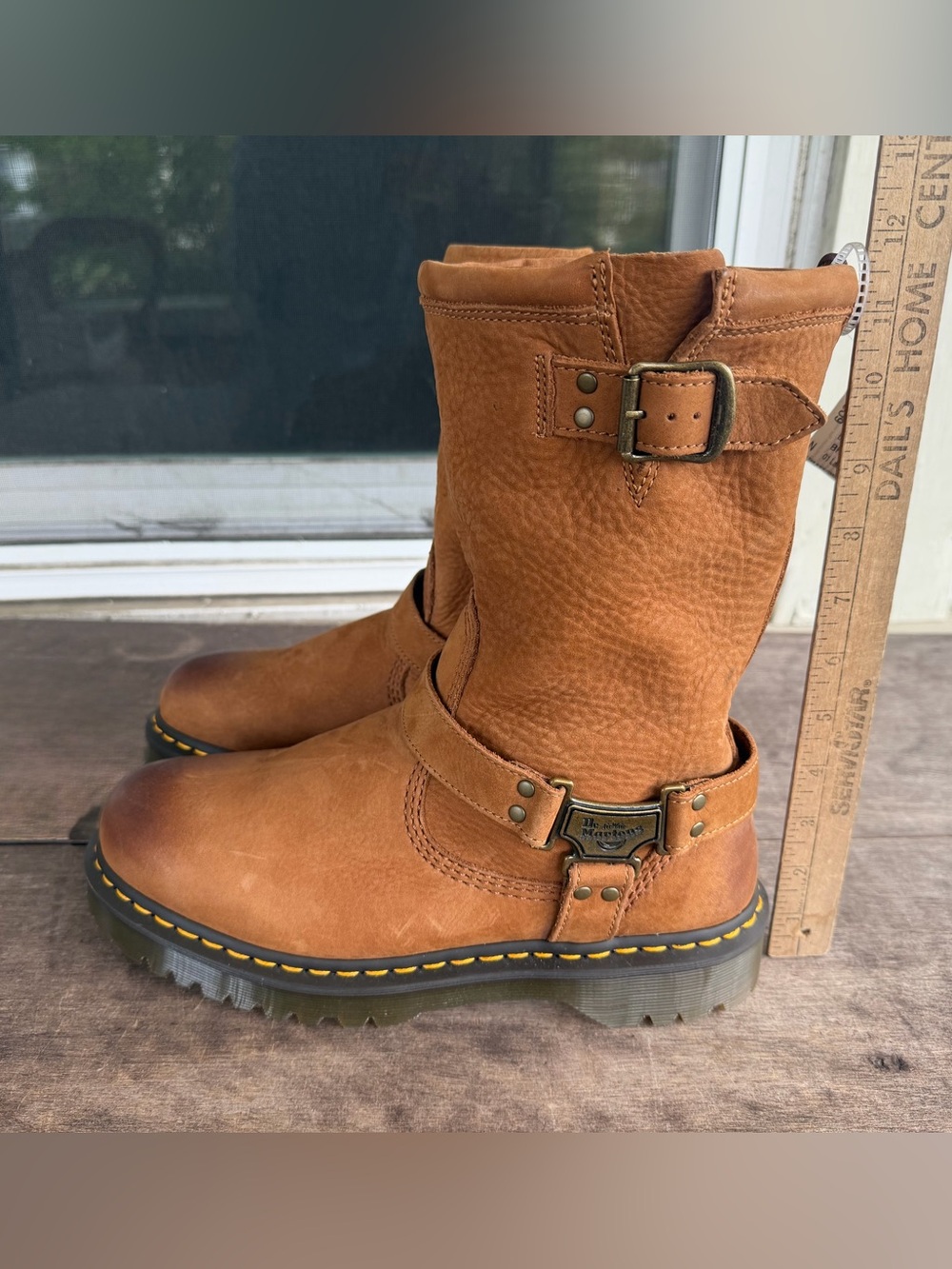 Dr Martens Aniston HI Tumble Nubuck Biker Boots Desert Brown Womens Sz 10M NEW - Picture 15 of 16